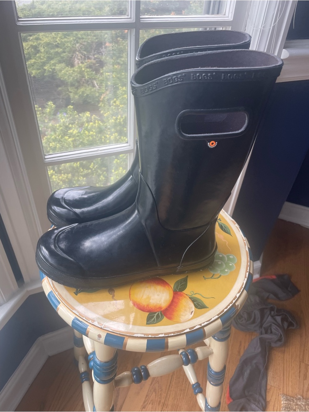 Bogs Black Tall Rubber Pull-On Boots kids size 7 nwot! Never worn!
